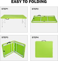 Table pliante en plastique portable pour l'intérieur et l'extérieur 4ft/6ft/8ft Heavy Duty Picnic Dining Table Fold-in-Half Camp Party Kitchen Table