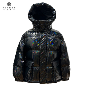 Manteaux en duvet brillants et brillants pour femmes, noir réfléchissant, blouson bombardier bouffant à <span class=keywords><strong>capuche</strong></span> rembourré, manteau d'hiver pour <span class=keywords><strong>femme</strong></span> - Product Image 1