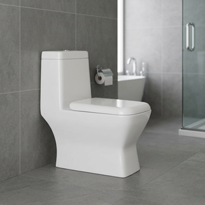 WC monobloc en céramique de style italien, en porcelaine blanche, à poser au sol, avec siphon - Product Image 5