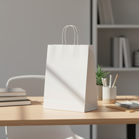 Sacs en papier kraft biodégradables écologiques avec poignées, personnalisables avec logo, emballage robuste pour supermarchés et cadeaux