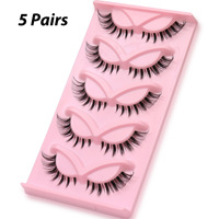 5 paires de cils effet œil de renard 3D en soie pour faux cils en vison, cils épais et bouclés, vente en gros, boîte d'emballage personnalisée avec logo privé