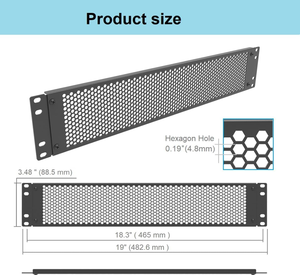 Metal Hex Mesh 1U <b>Rack</b> Vent Panel, 19 Inch Perforated <b>Rack</b> Cover, Breathable Blanking <b>Plate</b> for Data Network Cabinet - Product Image 4