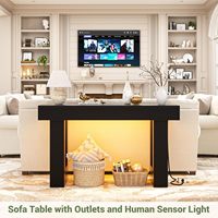 Console d'entrée noire de 47 pouces avec lumière à détecteur de mouvement et prise USB