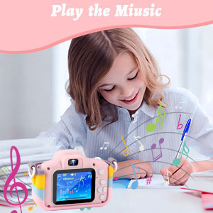 Dış Ticaret Çocuk Kamerası Pembe Gökkuşağı Köpek Yavrusu Mini Fotoğraf Oyuncağı Silikon Darbeye Dayanıklı HD 2.0 İnç Ekran <span class=keywords><strong>Video</strong></span> ve Fotoğraf - Product Image 3