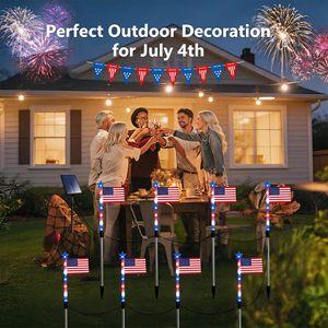 Lampe solaire à piquet drapeau américain, étanche, LED, luminaire patriotique <span class=keywords><strong>de</strong></span> jardin avec étoile en sommet pour le <span class=keywords><strong>4</strong></span> juillet, Jour <span class=keywords><strong>de</strong></span> l'Indépendance - Product Image 3