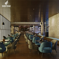 Hotel bedarf verwendet moderne blaue und goldene Couch Sofa Esszimmers tühle Tischset für Restaurant möbel