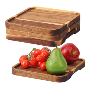 Vuông bằng gỗ phục vụ khay thiết lập của 4 thực phẩm bằng gỗ món ăn bánh pizza pho mát tấm vuông Keo Gỗ khay - Product Image 1