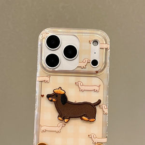 Dragonne <span class=keywords><strong>teckel</strong></span> plein écran à carreaux mignon adapté pour Iphone17 Promax16 coque de téléphone 15 femme 14 - Product Image 3