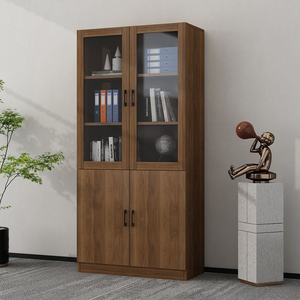 Vetrina Moderna da Terra, Espositore in Legno dal <span class=keywords><strong>Design</strong></span> Semplice, Libreria con Ante in Vetro, Mobile Combinato per Archiviazione - Product Image 2