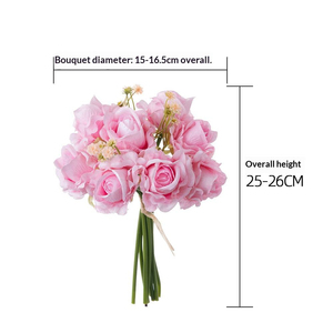 Ramo de rosas de fresa simuladas, decoración floral, ramo de boda, pared de rosas, flor artificial, decoración para el hogar - Product Image 3