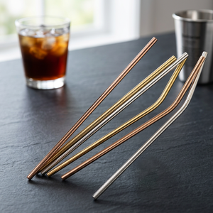 Stainless Steel Drinking <b>Straws</b> Set of 4 Reusable <b>Metal</b> <b>Straws</b> Minimalist Design Bar Accessories Gold Silver Rose Gold Colors - Product Image 3