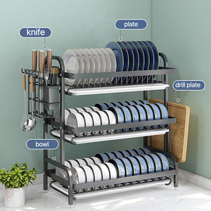 Soporte de vajilla de 2 niveles y <span class=keywords><strong>3</strong></span> capas, estante de secado de vajilla, organizador de cocina, plato de almacenamiento, encimera - Product Image 3