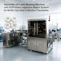 Machines de marquage laser UV automatiques pour bouchons de bouteilles avec inspection par vision OCR, système de collecte et de rejet de données intégré pour la production