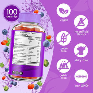 Supplément de santé à base de plantes dans la saveur de raisin Vitamine Zinc Gommes de fer pour l'amélioration de la mémoire et du sommeil - Product Image 2