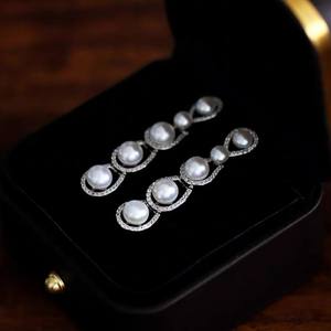 Boucles d'oreilles en argent S925 WENCHI Modèle 10899 22570, perles de 7-8 mm, accessoires de perles DIY, support creux pour clous d'oreilles, multiples styles tendance - Product Image 4