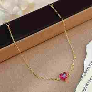 SPJ Popular Choice S925 Sterling Silver <b>Red</b> Heart <b>Bracelet</b> 18K Gold Plated Minimalist Fine Jewelry for Women Everyday Wear Gift - Product Image 2