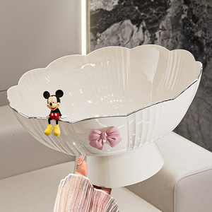 Elegant High-legged Fruit Plate <b>Plastic</b> Solid Color Decorative Coffee <b>Table</b> Candy Dish Snack Bowl Living Room Use - Product Image 1