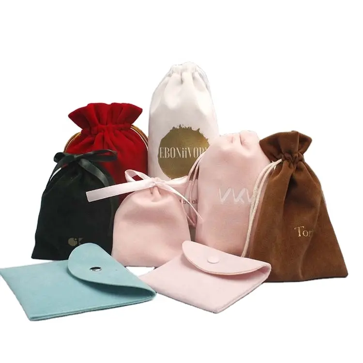 Confezione di gioielli regalo con Logo personalizzato di alta qualità in raso di cotone con coulisse borsa in velluto