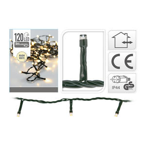 Guirlande fixe 120 LED blanc chaud 220v 12m IP44 pour décoration intérieure et extérieure, éclairage d'ambiance et festif. - Product Image 1