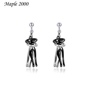 Boucles d'oreilles Huggie tendance et originales pour couples, en alliage de cuivre plaqué or avec pierre naturelle, pour hommes et femmes, succès transfrontalier - Product Image 2