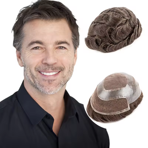 100% cheveux humains 8*10 <span class=keywords><strong>français</strong></span> dentelle avant Mono Center avec peau PU autour du système de cheveux de Base pour hommes toupet - Product Image 1