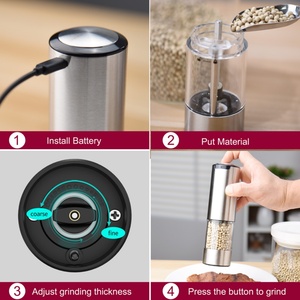 Custom Logo Automatic Rechargeable Electric <b>Pepper</b> and Salt <b>Grinder</b> Set Adjustable Stainless Steel Salt and <b>Pepper</b> Mill - Product Image 6