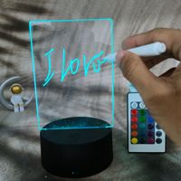 Base de luz nocturna de 16 colores, tablero de escritura borrable, luz nocturna creativa DIY RGB LED, Mensaje, tablero de escritura acrílico, luz con bolígrafo