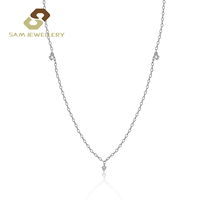 <strong>Best</strong> <strong>Selling</strong> 0.2ct 925 Sterling Silver Round Cut <strong>Lab</strong> <strong>Grown</strong> <strong>Diamond</strong> Three Stone Elegant <strong>Necklace</strong> Charm Choker for Women