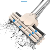 Serpillère à rouleau essoreuse en éponge PVA, auto-essoreuse, en acier inoxydable, grande capacité, durable, absorbante, pour nettoyage des sols humides, mains libres