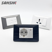 Interruptores de Luz de Pared de Lujo SANSHE CE Tipo 118 y Tomas de Corriente Universales Alemanas Schuko con Salidas de Datos RJ11 RJ45 para Decoración del Hogar