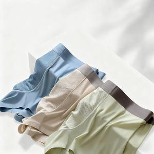Boxers pour hommes en <span class=keywords><strong>soie</strong></span> de glace unie taille moyenne personnalisés, antibactériens, sans couture, pantalons d'angle carrés pour hommes - Product Image 5