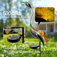 Lampe solaire de jardin, statue d'héron en métal, décoration extérieure, sculptures étanches pour patio, pelouse, véranda, décoration extérieure