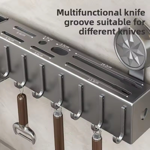 Organizador de Cocina Multifuncional de Pared con Ventosa Metálica, Sin Perforaciones, para Palillos, Cuchillos y Toallas - Product Image 3