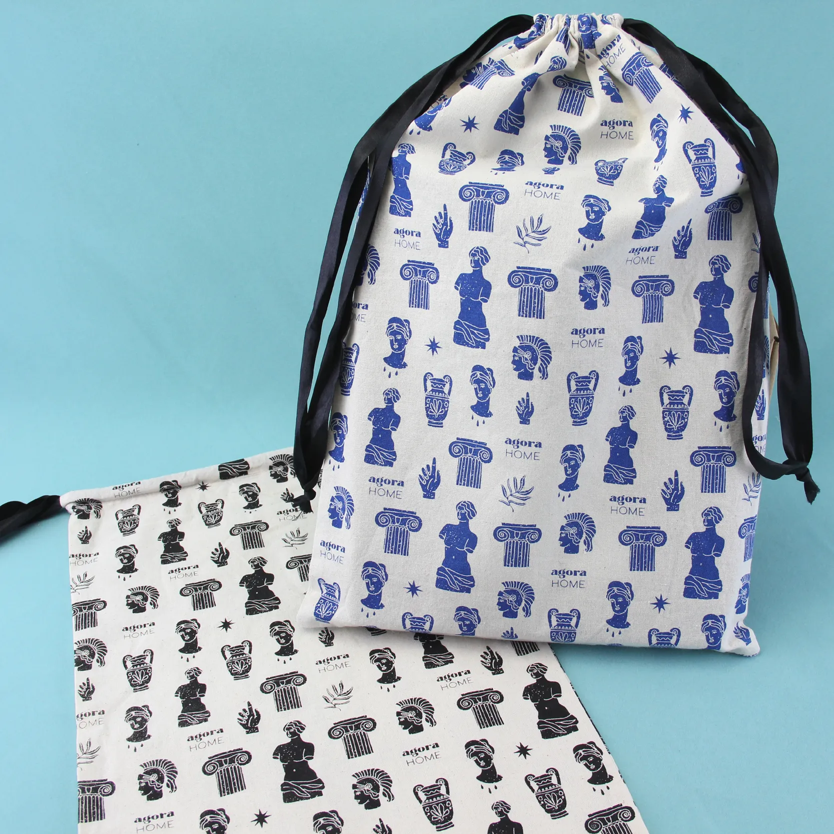 Piccola borsa per abbigliamento in tessuto di lino bianco con coulisse in tela di cotone con Logo personalizzato stampato per lo Shopping e l'imballaggio