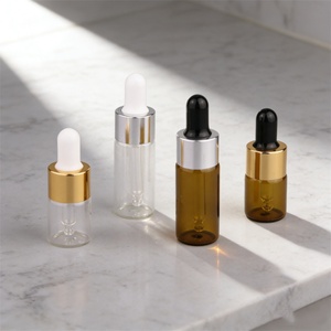 Mini Botellas de Vidrio de Lujo de 5 ml, Transparentes, con Gotero, Impresión Serigráfica, para Suero para el Cuidado de la Piel, Coloridas y Hermosas - Product Image 3