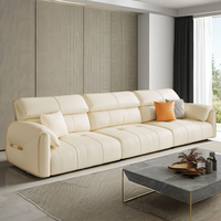Canapé modulaire 3 places moderne en tissu de luxe léger, style oreilles d'éléphant, couleur crème, avec télécommande, pour salon simple
