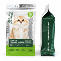 Sachet Doypack Personnalisé Imprimé en Usine 2,5 kg avec Fermeture Zip Refermable pour Aliments pour Chats, Sac d'Emballage Alimentaire en Plastique de Qualité Alimentaire pour Animaux de Compagnie OEM ODM