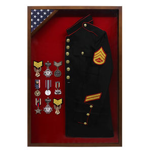 Vitrine d'exposition pour uniforme JROTC noir Iheipye Tendances 2025, en bois massif et acrylique, avec protection <span class=keywords><strong>UV</strong></span>, cadre mural - Product Image 4