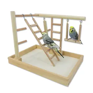 Papağan levrek standı ahşap kuş standı, eğitim platformu standı, interaktif merdiven kuş malzemeleri, ahşap merdiven papağan salıncak oyuncak
