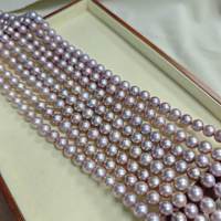 Collier de perles d'eau douce naturelles rondes de 9 à 11 mm, à fort lustre, de type Edison, blanc et violet, pour la fabrication de bijoux