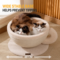 Produits pour animaux de compagnie en gros : Lit-griffoir pour chats en corde de sisal enroulée en forme de tasse à café, pour griffer et se reposer, 2 en 1