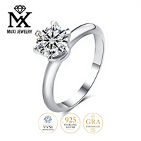Bague classique transfrontalière en argent sterling S925 avec moissanite GRA à six griffes de style T, 1 carat, légère, de luxe et haut de gamme