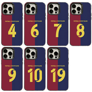 Funda para Teléfono con Número 4 de Fútbol, Funda Deportiva Resistente a Impactos en Rojo y Azul para iPhone 16/15/14/13/12 Pro Max, Funda Antigolpes - Product Image 1