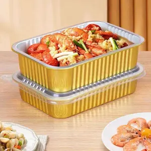 1000ml Smoothwall Gold Takeaway Container Aluminio Foil Cake Mini Pan para Cupcakes-Bandeja de embalaje de alimentos