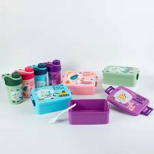 Beeman Cute Kids Lunch Box Set con botella de agua Contenedores de almacenamiento de alimentos escolares para uso doméstico en la <span class=keywords><strong>cocina</strong></span> para niños - Product Image 2