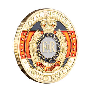 Royaume-Uni Royal Engineers Normandy Landing Sword Beach Souvenir Coin Pièce commémorative plaquée or - Product Image 5