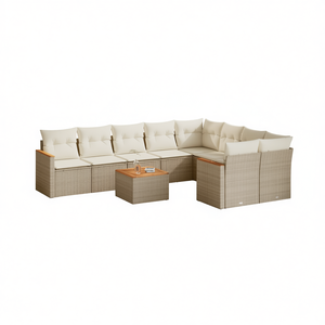 Conjunto de Sofás de Jardín Beige, Muebles de Ratán para Exteriores con Cojines de Espuma de Alta Densidad, Diseño Contemporáneo Impermeable - Product Image 1