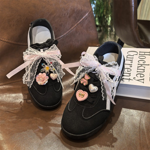 Olian Pink Pearl Lace Bow Shoe Laces Charms para zapatillas <span class=keywords><strong>de</strong></span> deporte Decoraciones Flower Bear Love Shoe Charm Hebilla - Product Image 1
