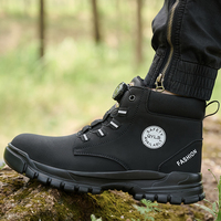 CHITED Chaussures de sécurité pour hommes robustes Bottes de construction à bout en acier avec bottes de travail industriel en cuir pour la saison d'hiver