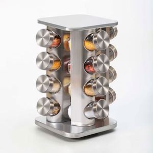 Multi-layer Stainless Steel Rotating Seasoning Rack with <b>Jar</b>, Kitchen Special 360 Degree Rotating Table Seasonin - Product Image 4